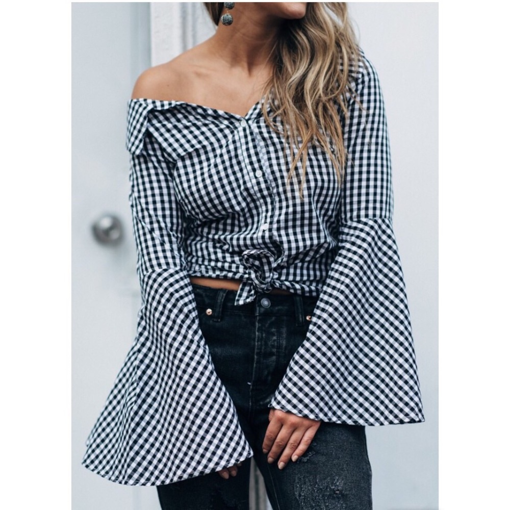 Gingham Off the shoulder top - Picture 1 of 2